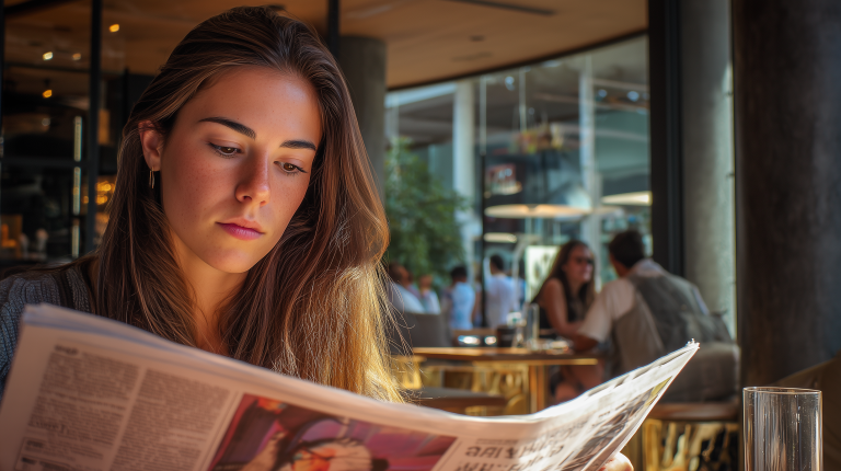 Persona leyendo periódico